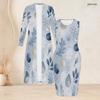 Women Plus Size Colorful Printed Two Piece Set Long Sleeve Open Front Long Cardigan Sleeveless Bodycon Dress