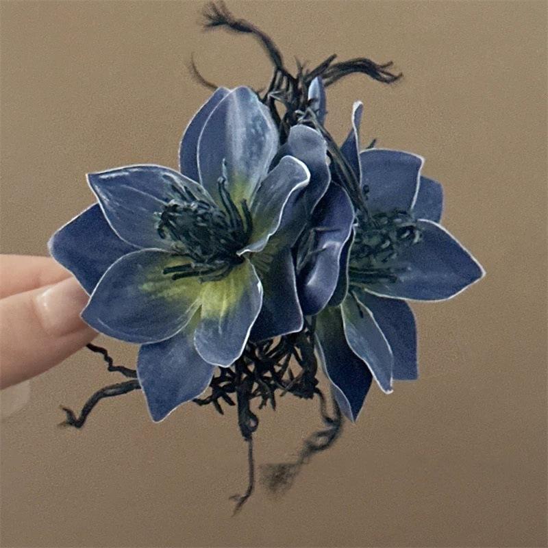 Summer Vacation Flower Duckbill Clip Dance Show White Floral Mesh Flower Hairpin Bridal Wedding Fairy Fringe Clip Girls Women