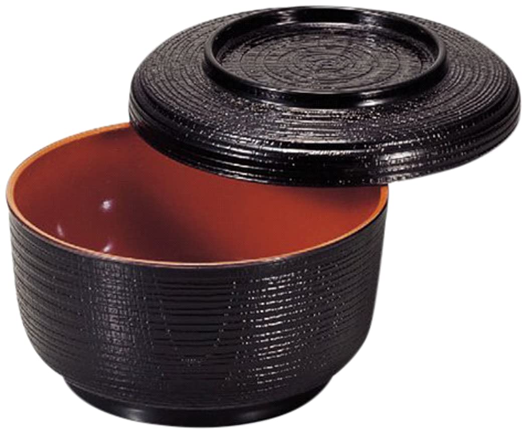 

Heat-resistant rice bowl, black with red interior, dishwasher safe [13.4mm diameter x 8cm, interior dimensions 12.1mm diameter x 6cm], heat-resistant