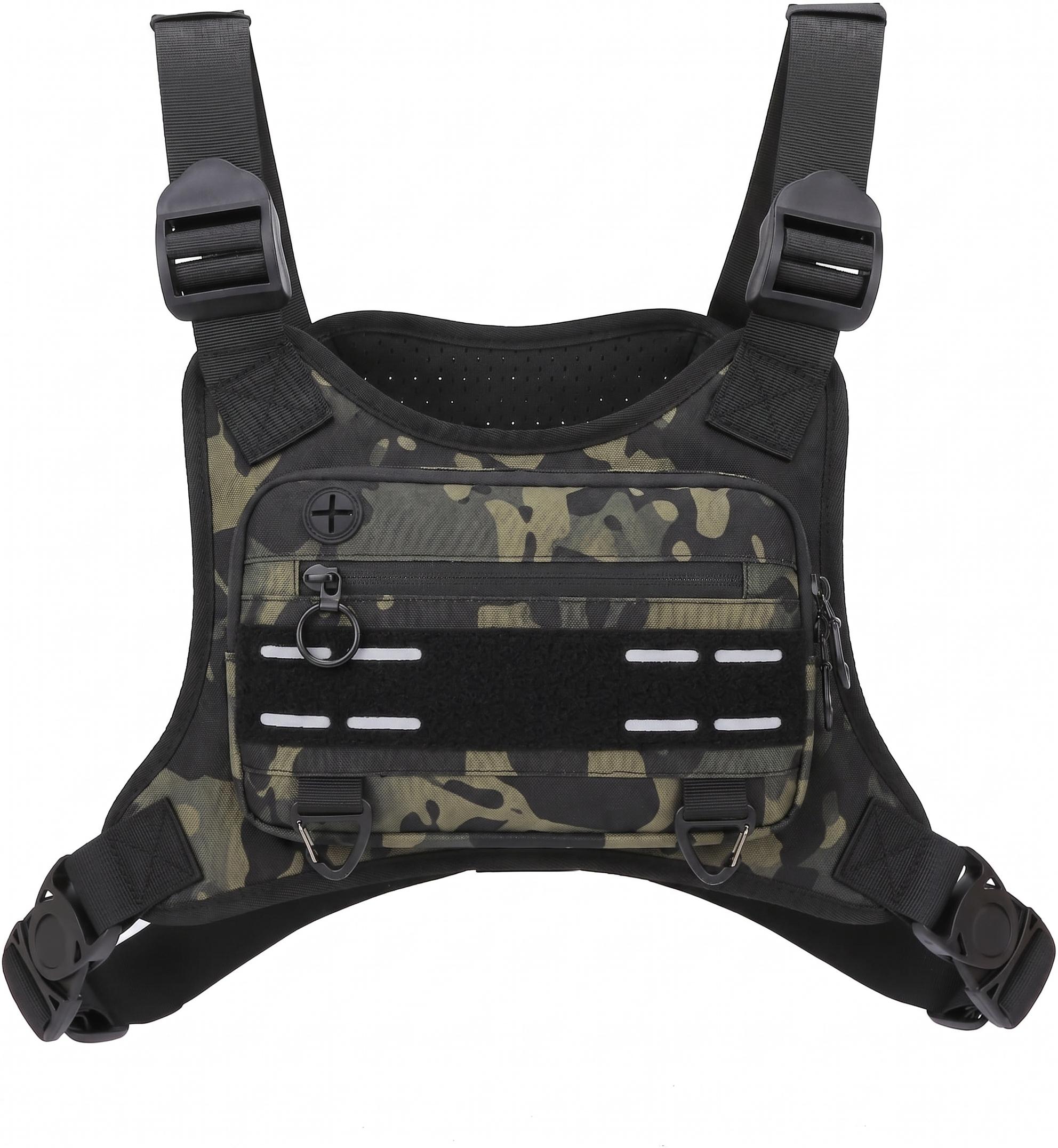 Sac de Poitrine Sportif Léger Imperméable Molle Randonnée Camping Sac Gilet Extérieur Randonnée Voyage Sac de Rangement Multifonctionnel