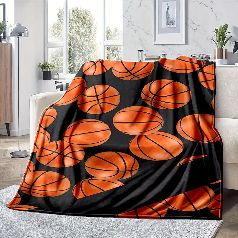 Basketball Theme Printed Blanket - Perfect for Couch, Bed, Travel & Outdoor Use | Machine Washable, Cozy & Durable.