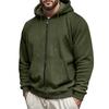 Men Waffle Knit Full Zip Hooded Jacket Fleece Lined Solid Color Casual Outerwear Coat