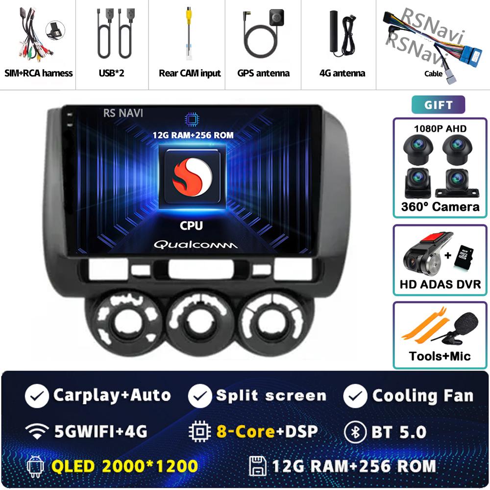 Android 14 Carplay Car Radio For Honda Fit Jazz City 2002 2003 2004 - 2007 Multimedia Video Player Navigation GPS Stereo 2Din BT