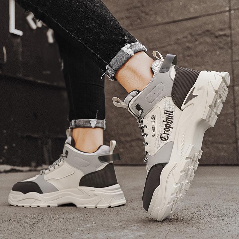 Men's Shoes Autumn 2024 New Trend Versatile Youth Leather Surface Casual Sports Running Shoes Heightening Dad Trendy Shoes