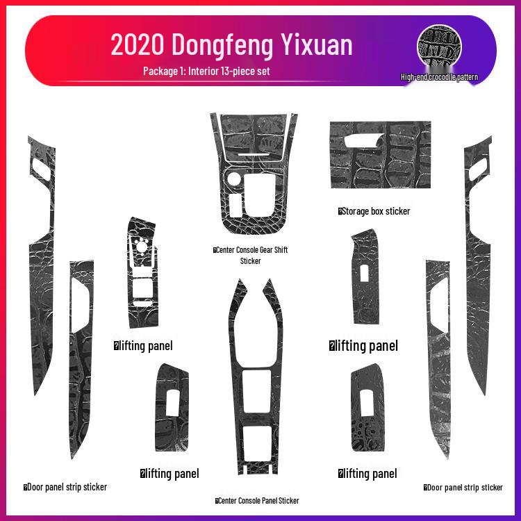 Dongfeng Yixuan Innenkonsole & Tür Anti-Kick Kohlefaser Schutzaufkleber