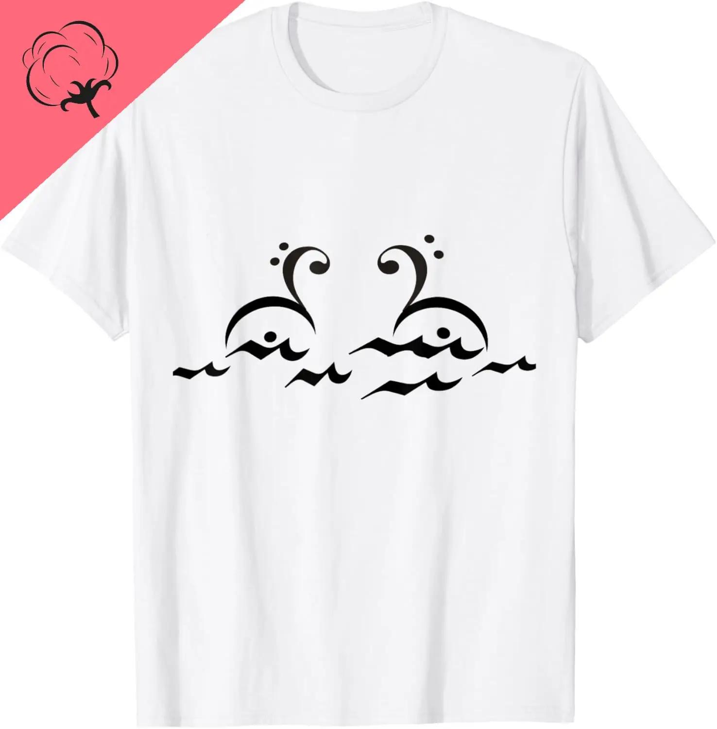 Musical Swans Lake Treble Clef Graphic TShirt Cotton Unisex Casual Summer Streetwear Tee S