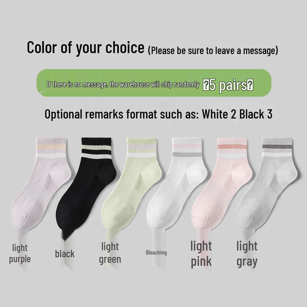 Women's Cotton Mid-Calf Socks - Antibacterial, Sweat-Absorbing, Deodorant, Casual Sport Striped for Spring/Summer