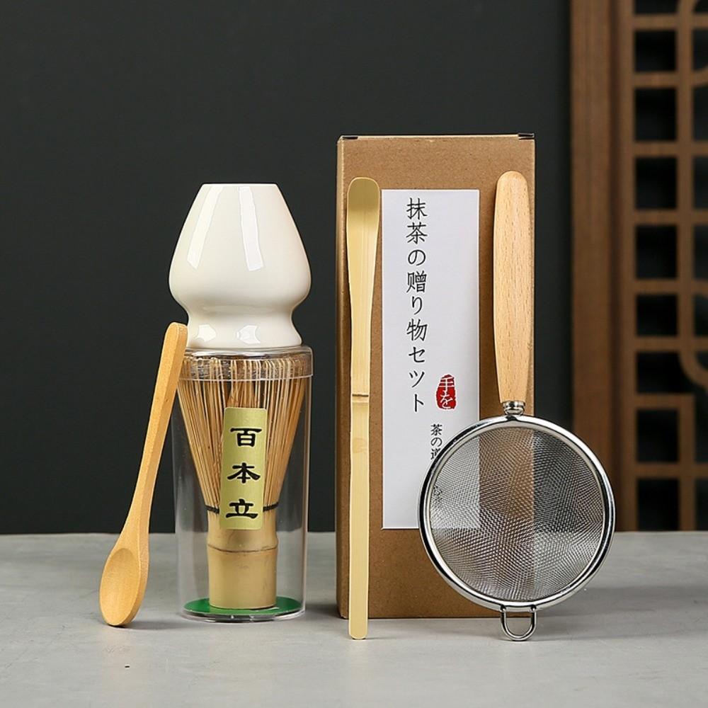 5pcs New Ceramic Matcha Whisk Set Bamboo Reusable Matcha Green Tea Powder Whisk Japanese Tea Set Kitchen Accessories