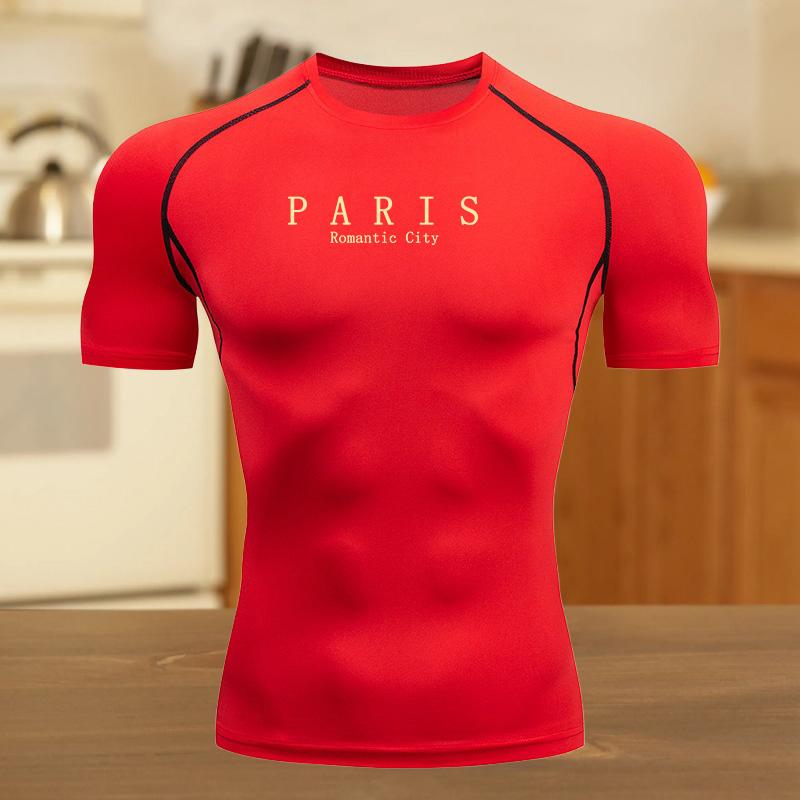 

Men Short-Sleeve Compression T-Shirt Breathable Summer Quick-Drying High Elasticity Spider Running Cycling Gym Workouts Shirts XXXL