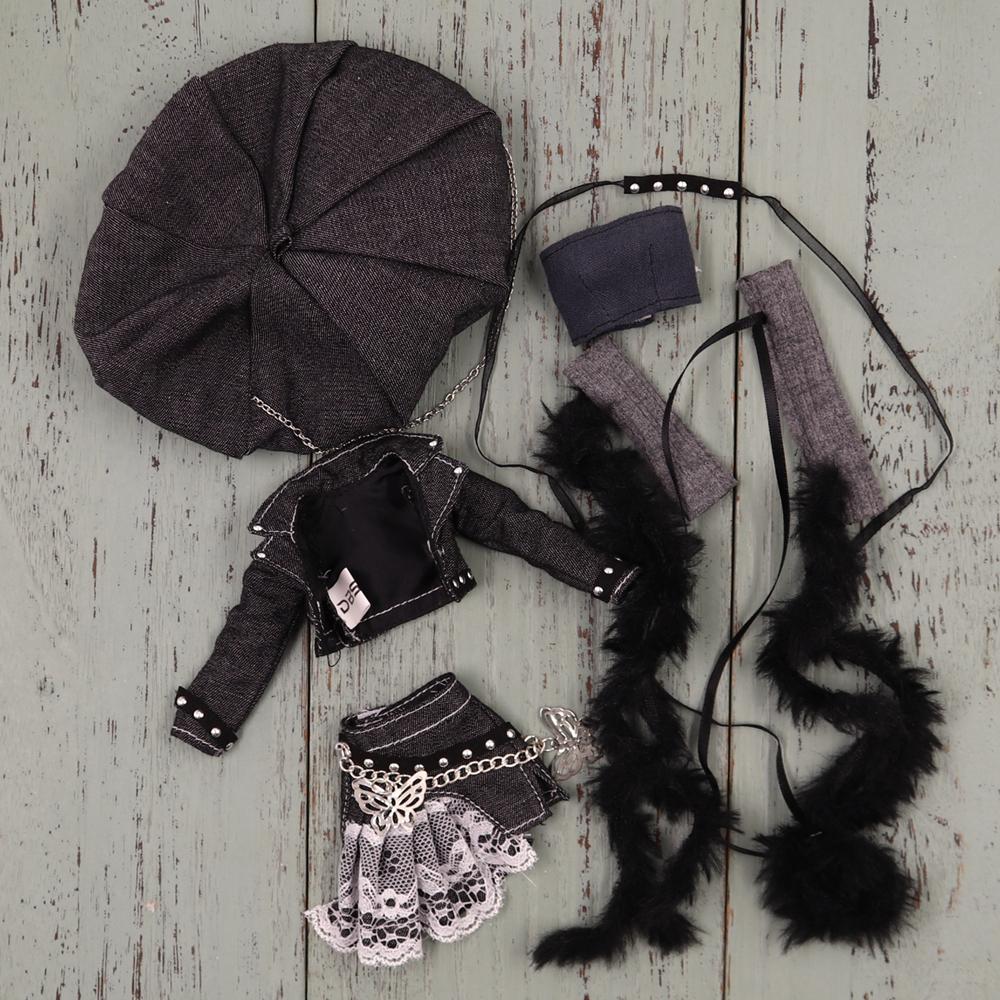 

Наряды для куклы ICY DBS Blyth Черное пальто Крутое платье Костюм для 1/6 BJD Ob24 Monster High Аниме Девушка