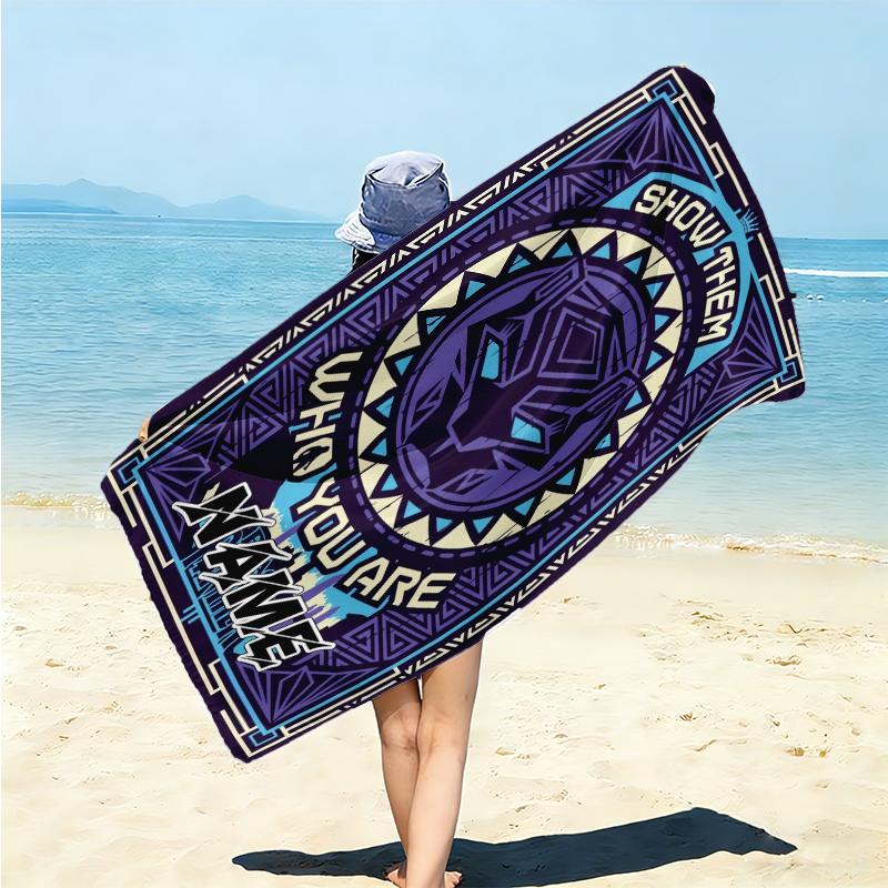 Personalized "Green Forest Guardian" Beach Towel Microfiber Beach Towel Thin Absorbent for Beach Swimming Yoga Bath Sports. 0910380