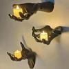 3Pcs Realistic Halloween Wall Mounted Devil's Hand Black Plastic Desk Lamp Holder with Candle