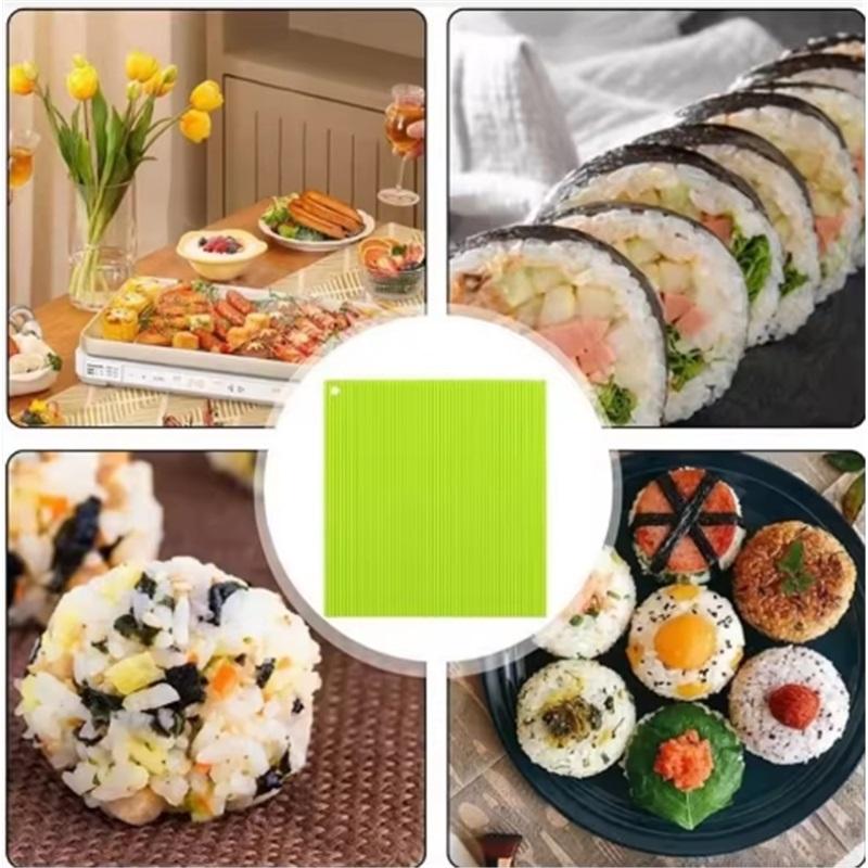 Silicone Hand Roll Sushi Rolling Curtain Bamboo Imitation Japanese Sushi Rolling Tool Easy To Clean No Mildew Sushi Mat Portable
