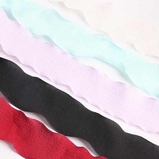 1 Roll 900x4CM Pleated Ribbon Trim DIY Sewing Flower Bridal Bouquets Gift Box Wrapping Ruffle Edge Ribbon Solid Polyester Decorative Ribbon