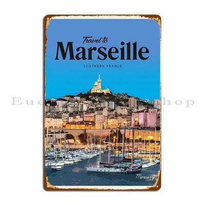 Marseille Metallplakette Poster Gedruckte Plaketten Design Garage Rostiges Blechschild Poster
