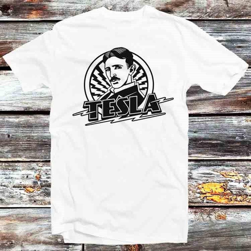 

Футболка из 100% хлопка плотностью 230 г/м2 с изображением Николы Теслы, молнии, изобретателя, винтажная ретро-футболка, крутой подарок для мужчин и женщин, унисекс, мультяшный аниме-топ, футболка B104 XS белый