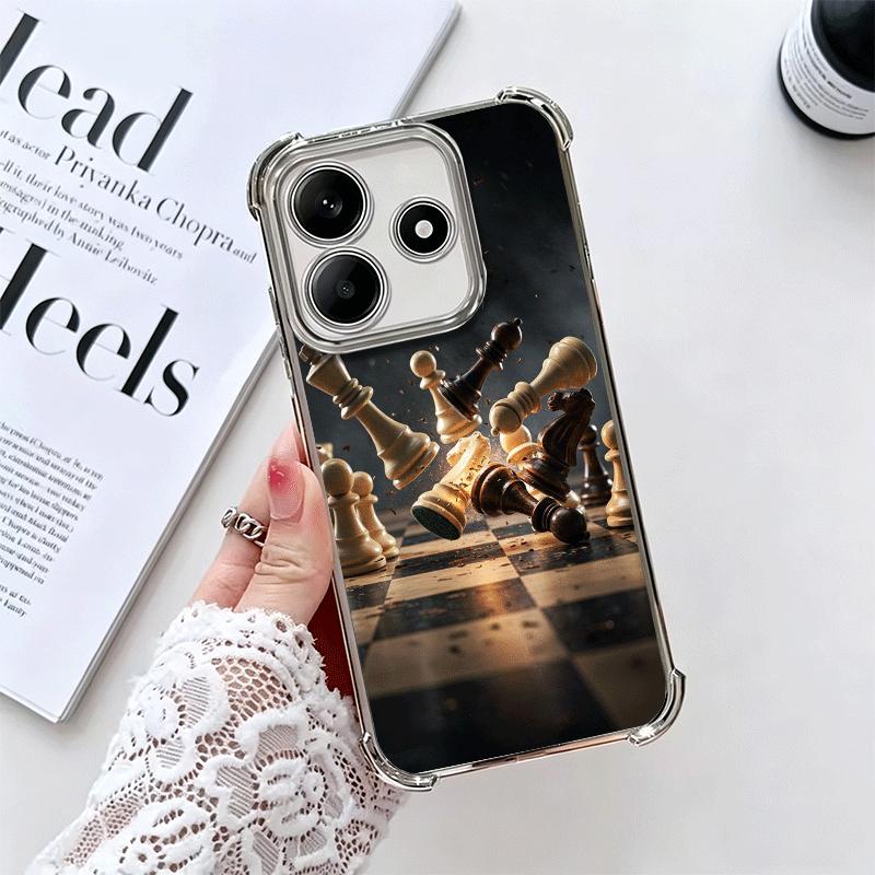

Competitive Chess Game Plating Phone Case For Xiaomi Redmi Note 14 15 Pro Plus 13 12 11 11S 11T 10 9S 9 5G Anti-Fall Airabag Cov Redmi Note 14 4G