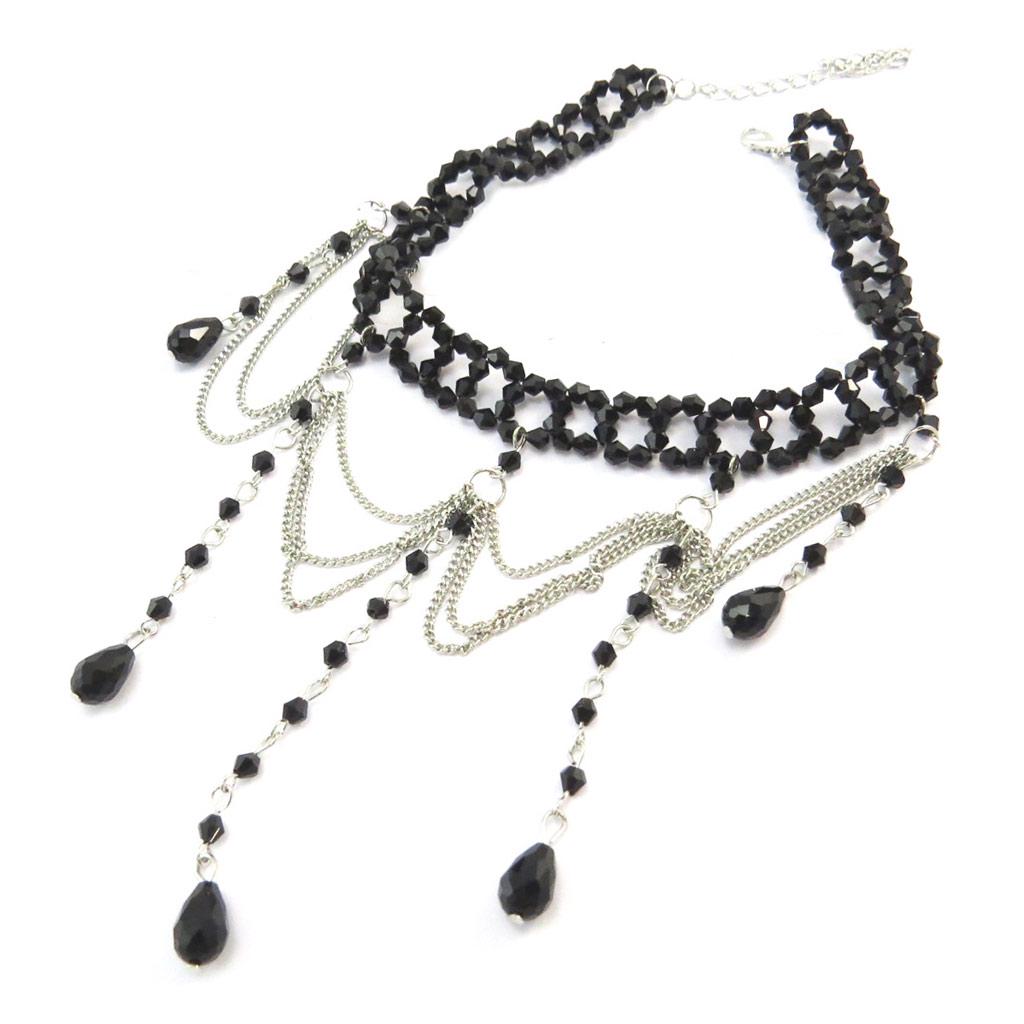 Les Trésors De Lily [P4215] - Designer Choker 'Sissi' Black Silver