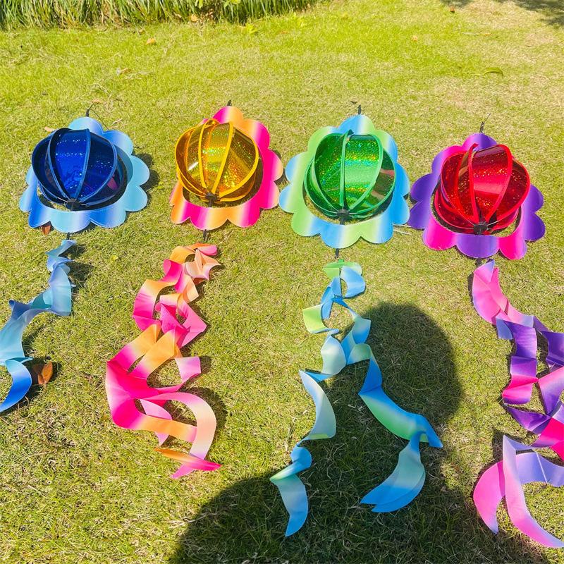 

Colorful Flower Ball Hydrangea Windmill Cloth Plastic No Toxic Hanging Outdoor Children S Ornament Spinning Windmill 1pc