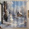 MERCHR Christmas Snowman Shower Curtain, Winter Snow Trees Rustic Farmhouse Bathroom Curtains, Durable Waterproof Fabric Bathtub Sets Home Decor 71 x