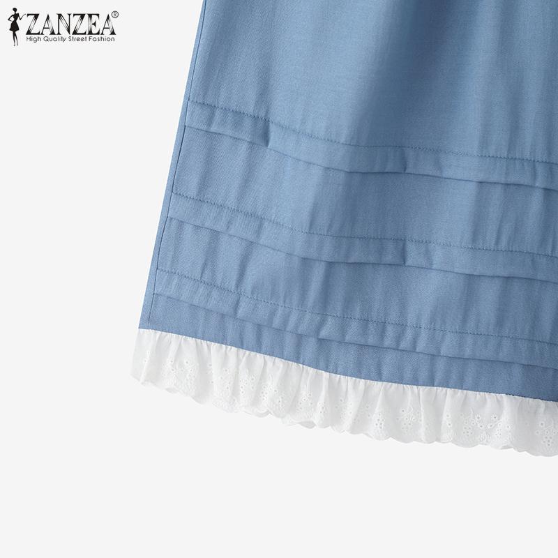 ZANZEA Women Summer Elastic Waist Loose Summer Casual Pants