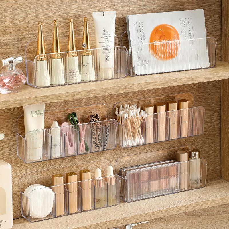 Mirror Cabinet Storage Box, No Need for Drilling, Wall-mounted with Compartments, Bathroom, Cosmetics, Lipstick and Mask Storage Rack