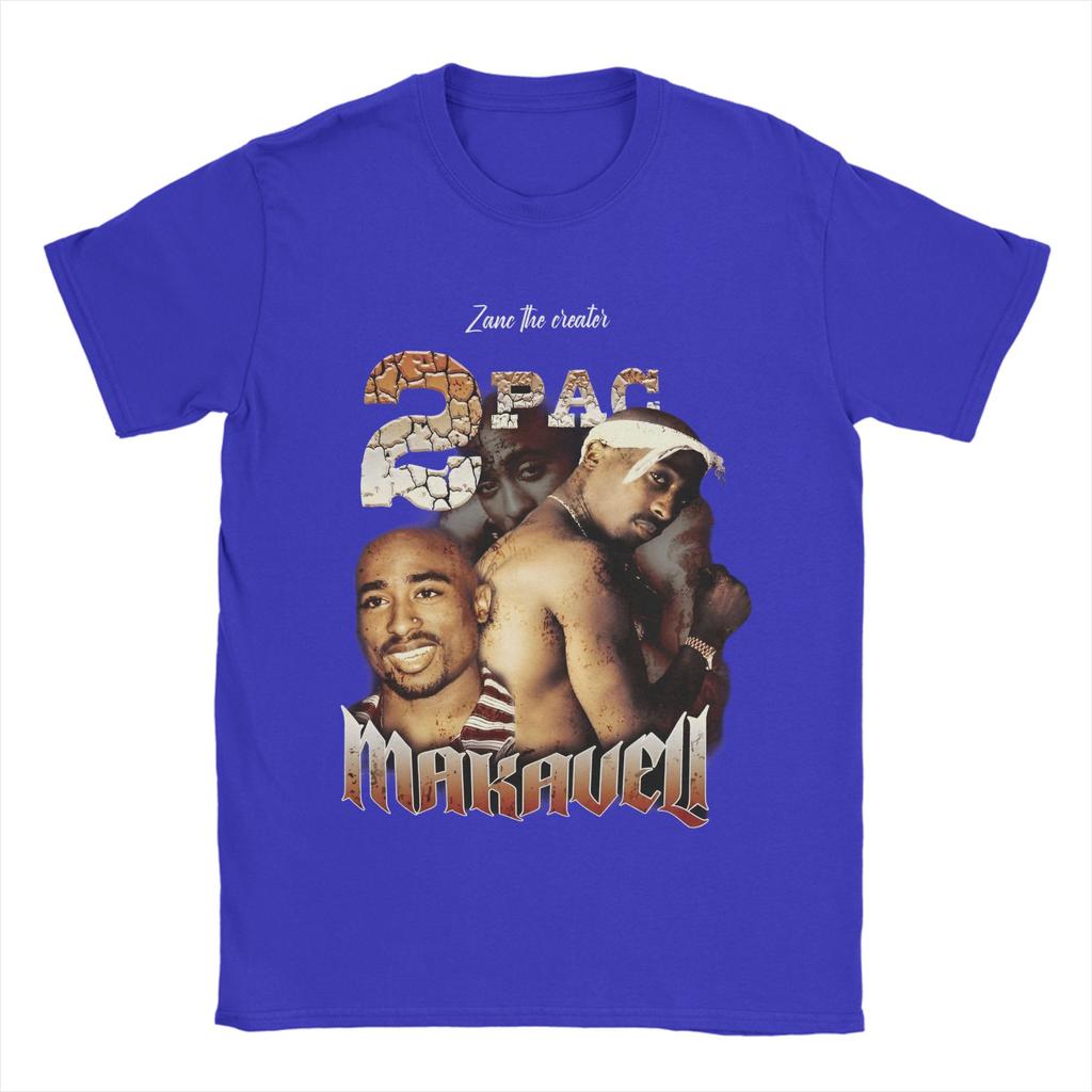 Retro Tupac  2pac Hip Hop T-Shirt Men's Cotton Short Sleeve Rapper Crewneck Summer Top Tee