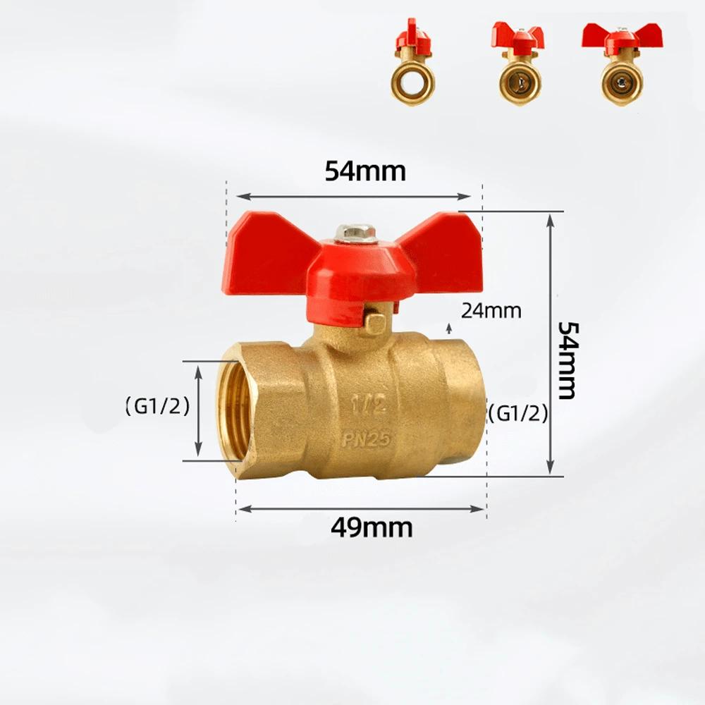1/4" 3/8" 1/2" 3/4" BSPP Male To Female Brass Shut Off Ball Valve Fuel Gas with Red Blue Butterfly Handle Water Heater Switch