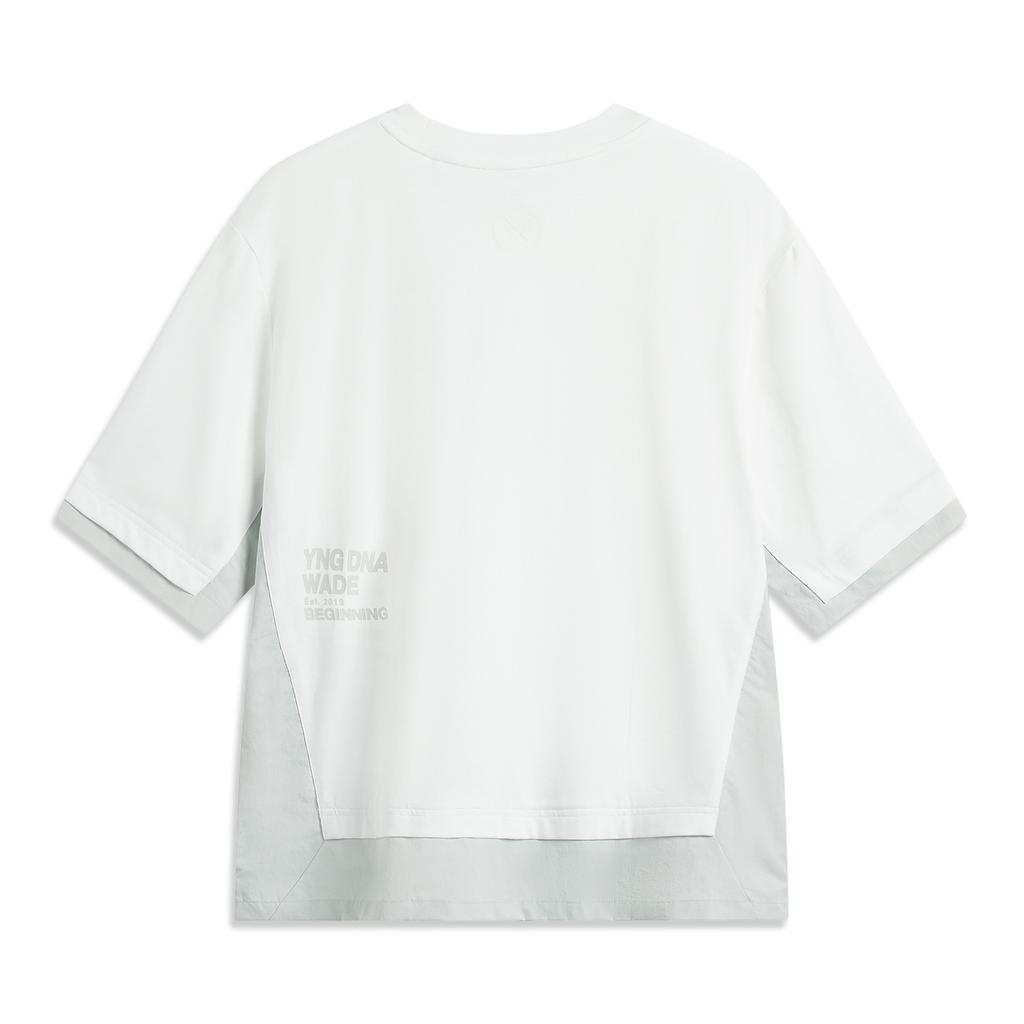 Li Ning Wade Series Color Block Round Neck Comfortable Breathable Short Sleeve T-Shirt Men Tops Standard-White AHSUE13-2