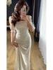 Women's European & American Lace-Up Satin Dress - Slim-Fit, Printed, Spring 2025 Style