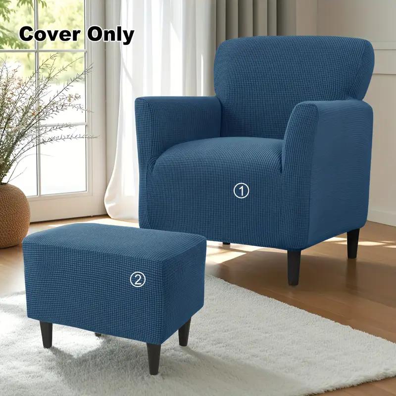 

2pcs Polar Fleece Club Chair Sofa Cover and Stool Cover Elastic Relax Armchair Slipcovers Single Seater for Living Room Bar Chair stool cover