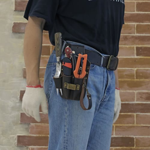 TOURBON Leather Tool Bag, Multi-Purpose Pocket, Compact Design