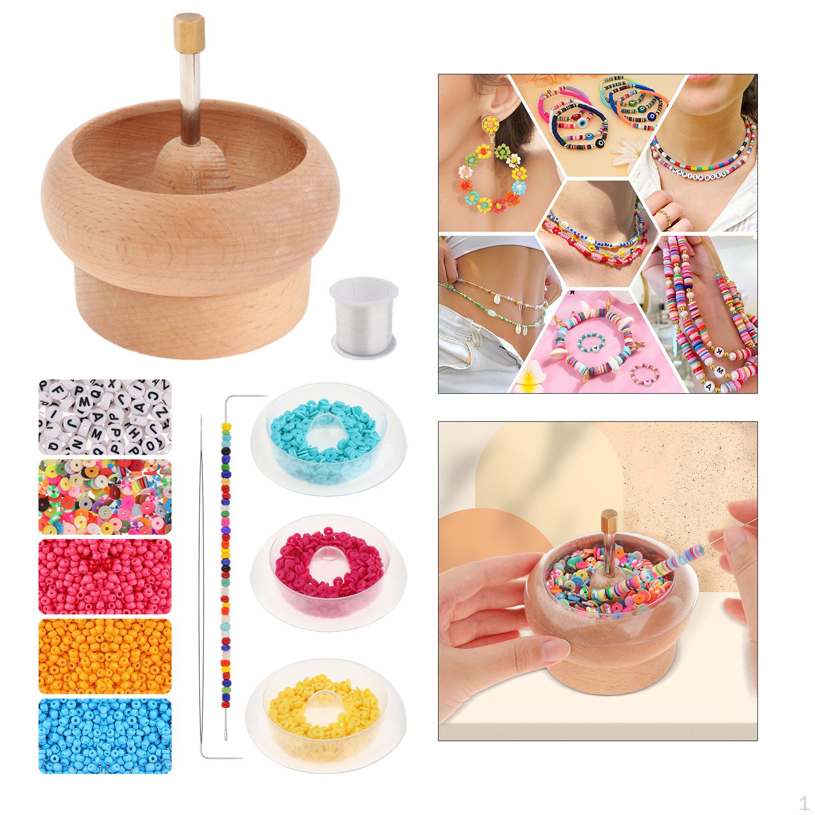 Wooden Bead Spinner Stringer Crafting DIY Making Kit String Tool for