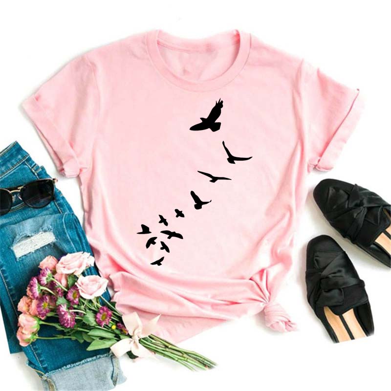 Femei Cartoon Bird Nou Lovely Cute Trend 90 Style Fashion Summer Lady Print Trie Graphic T Top Travel Tshirts Trend T-Shirt