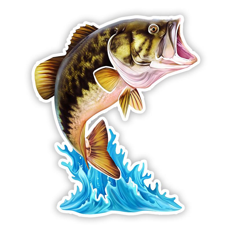 Self-adhesive Decal Jumping Northern Pike Walleye Fish Car Sticker Waterproof Auto Decors on Bumper Rear Window Motorcycle #SJ10