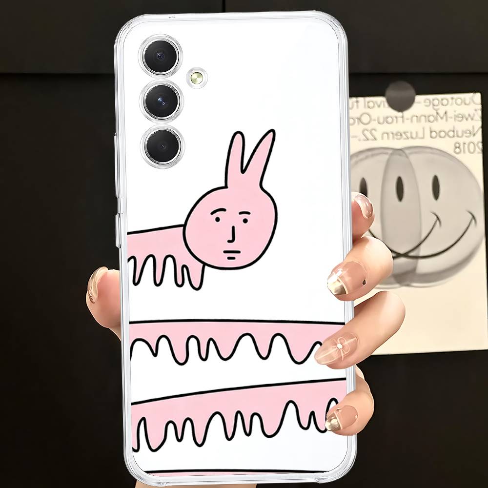 Funny My Friend Rabbit Pink HD Clear Transparent Phone Case For Samsung Galaxy A52,A12,A51,S24,S23,S22ULTRA,S21 Edge,S20LITE,Plu