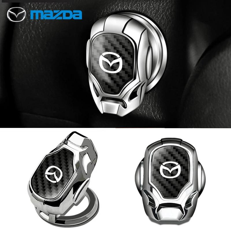 Insignia de Coche Cubierta Protectora de Arranque con un Solo Clic Pegatina Decorativa para Botón de Arranque/Parada Para Mazda 2 3 5 7 CX5 CX7 CX9 MX5 CX30 Skyactiv
