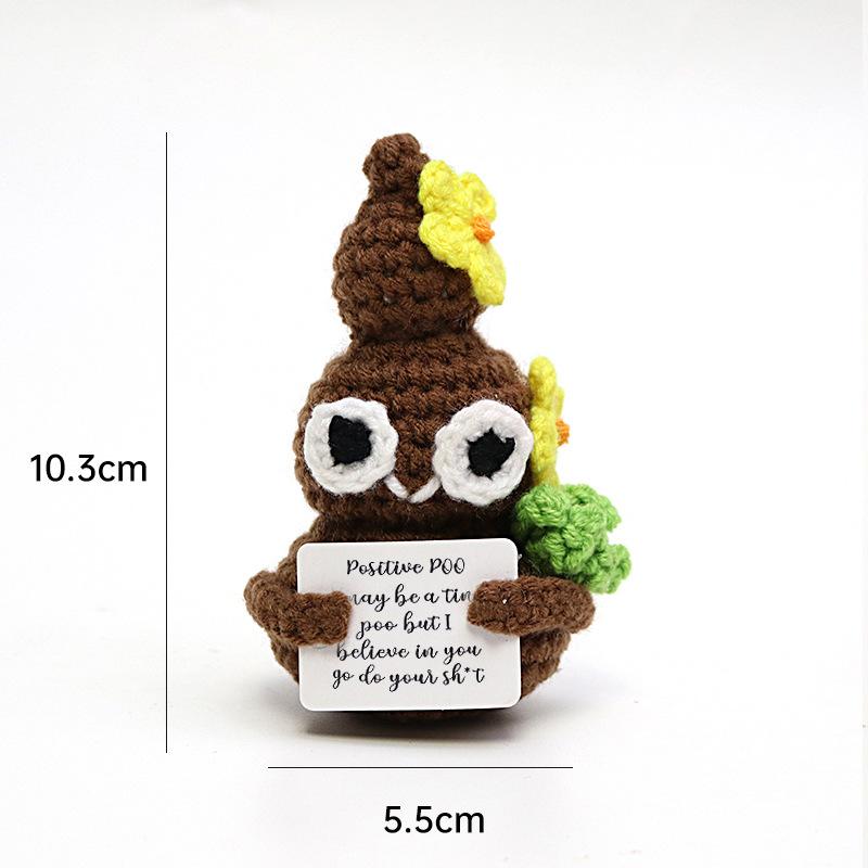 Positive Crochet Dog Doll With Affirmation Card Home Room Decoration Funny Handmade Plush Wool Doll Ornaments Christmas Gifts