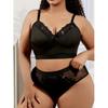 Black Thin Plus Size Sexy Lingerie Set Plus Size Bra Big Chest Small Gathered Lingerie Bra Set