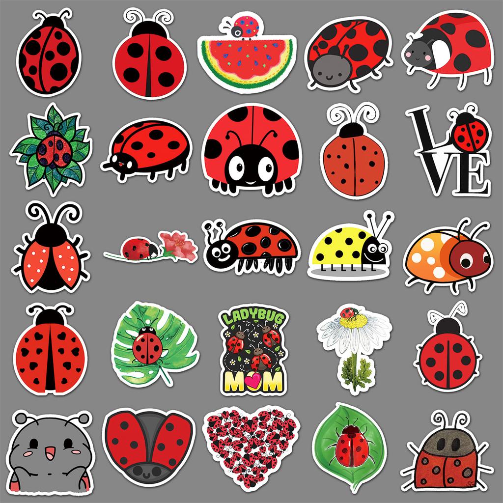 50 Obrázků Berušky Sedmitečné Kreslené DIY Osobnost Ins Styl Roztomilé Graffiti Skútr Motocykl Auto Dekorační Samolepky