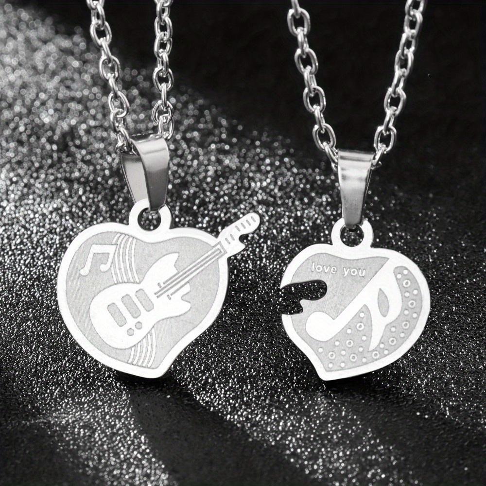 Fashion Creative Romantic Art Creative Design Personality Couple Chain Stainless Steel Guitar Pendant Love Necklace Pendant Pie