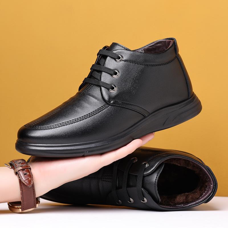 

Кожаная обувь мужская новая бархатная теплая утолщенная для среднего и пожилого возраста обувь для отца высокие ботинки деловая плательная хлопковая кожаная обувь для пожилых 44