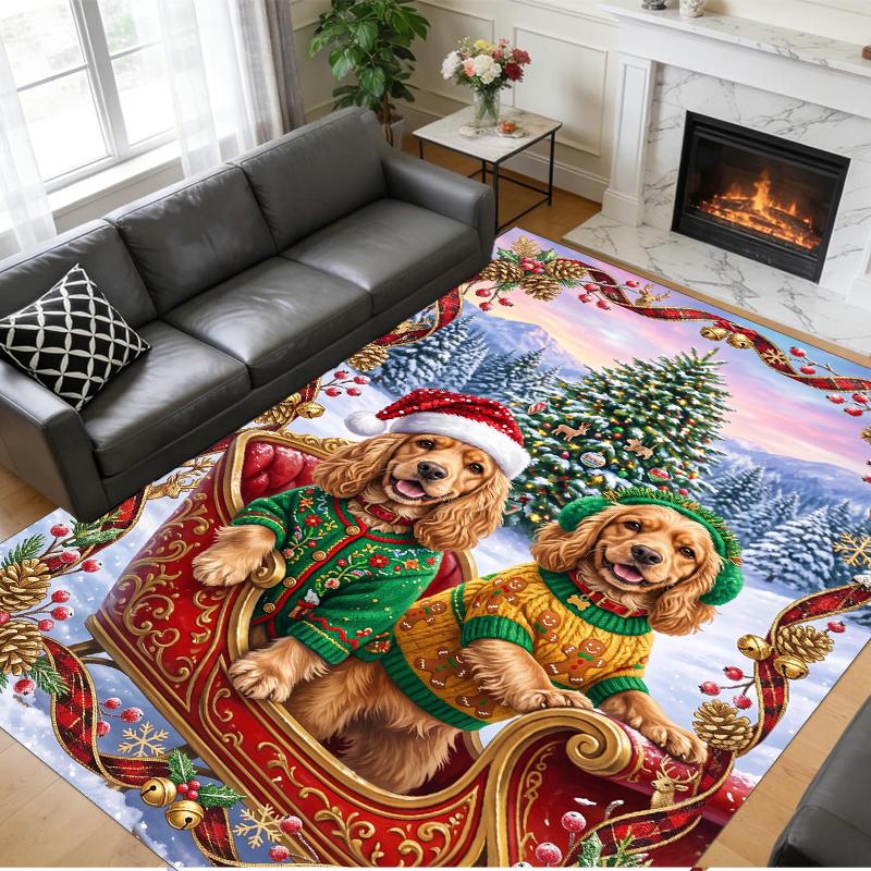 Christmas Printed Square Area Rug Soft Non Slip Floor Carpet For Bedroom Holiday Gift