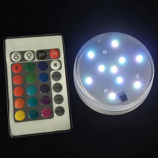 Luce di Controllo Impermeabile 10 LED per Vaso Remoto Sommerso Acquario Matrimonio