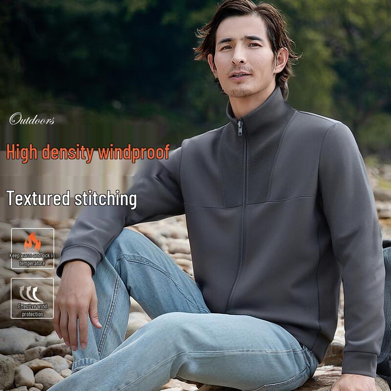 

Futing Men s Fall Windproof Stand Collar Jacket XL
