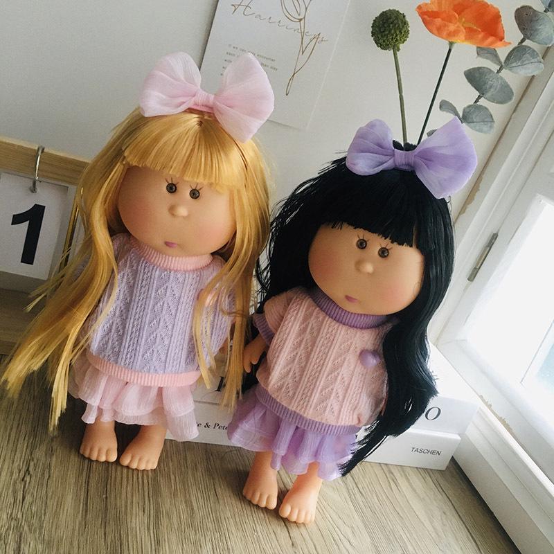 24cm Mia Doll Outfit: Pink-Purple Knit Top & Mesh Skirt Set