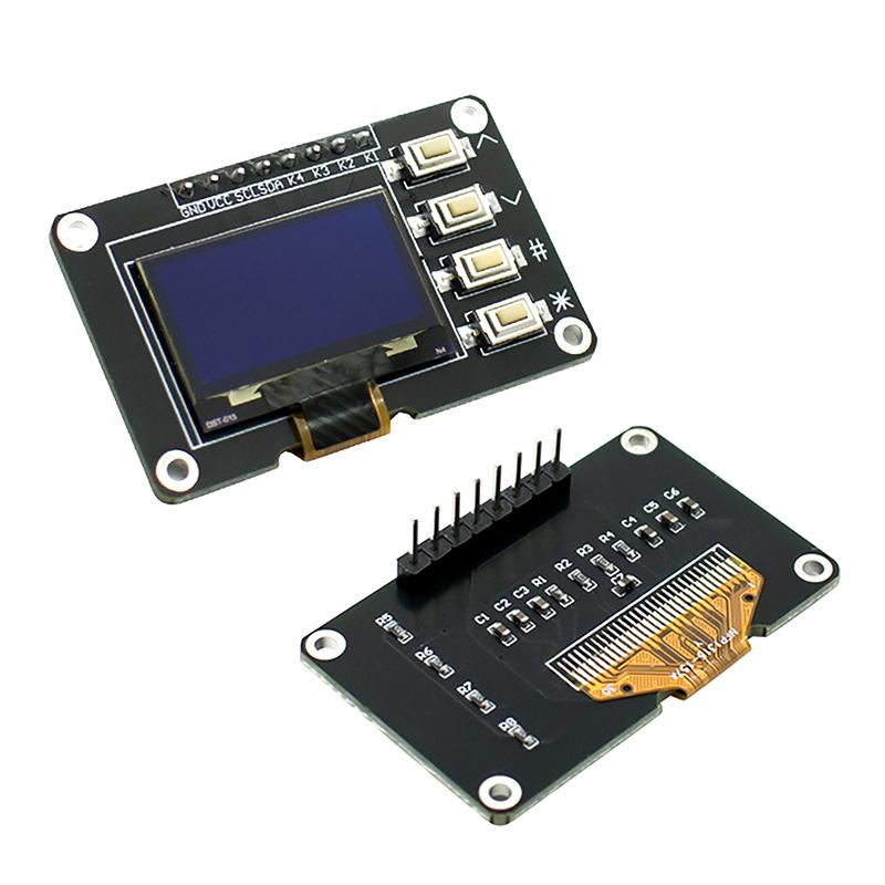 0,96-tommers OLED-skjerm Hvit/Blå 12864 Skjermmodul med Matrise 4 Tasters Grensesnitt Tastatur IIC SSD1315