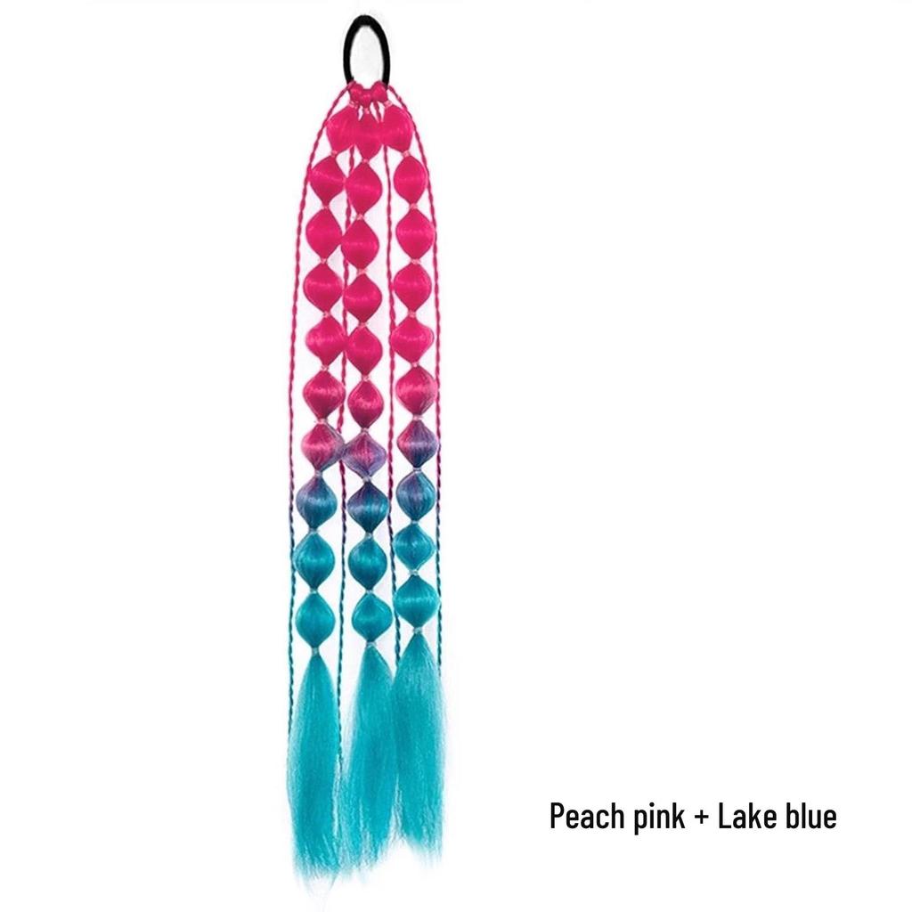 European Style Gradient Lantern Bubble Ponytail: Fashionable Women's Long Hand-woven Braid