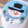 Blue Seat Cover Bathroom Christmas Snowman Decoration Toilet Cover