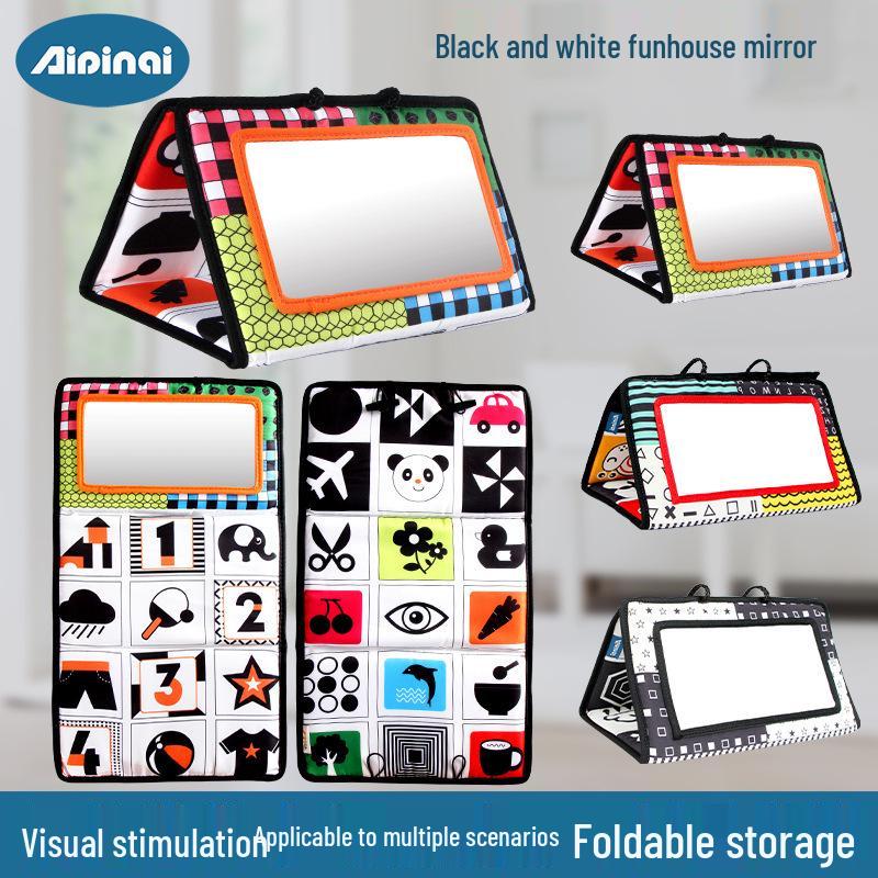 Aipinqi Baby Funhouse Mirror Cloth Book: Car Hanging Toy with Foldable Pendant for Back Seat